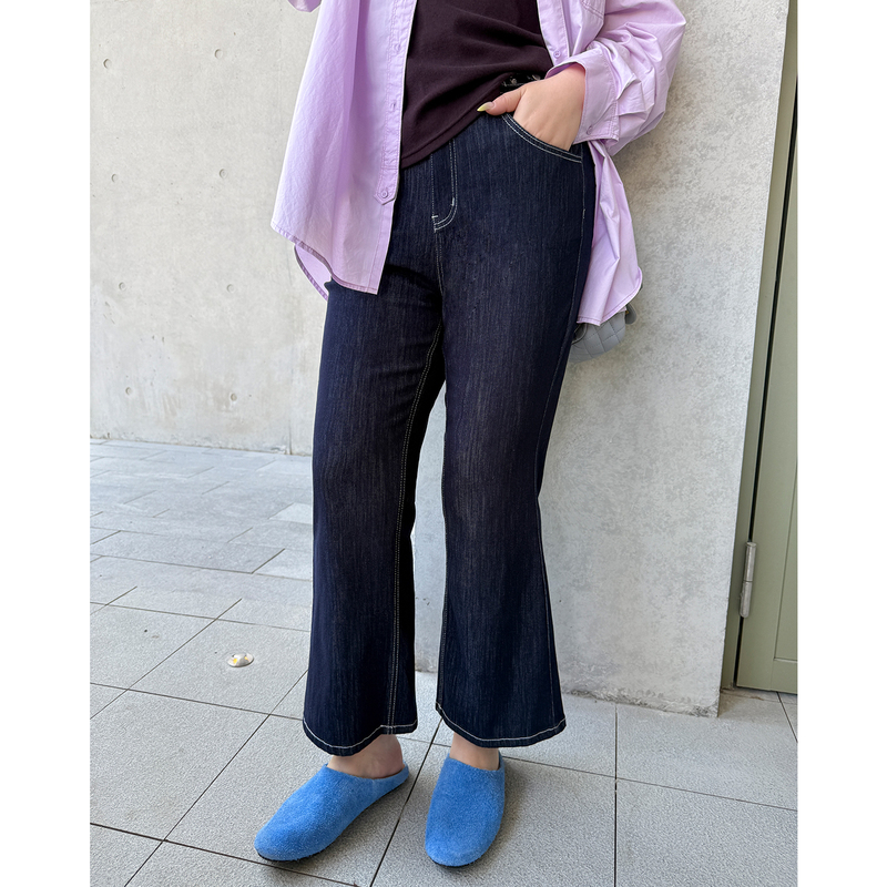 Plus-Size Loose Denim Flared Pants, Muzi Ideal Plus-Size Women's Clothing, Spring 100kg Slimming Stretch Denim Pants