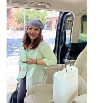 Fresh green wooden ideal size shirt female fat mm autumn new fake two pieces of long shirt 200 Jin