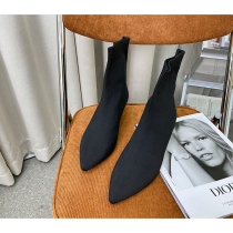 Muzi ideal custom fat mm large size cat heel pointed socks boots fashion wild knitted elastic wool socks boots