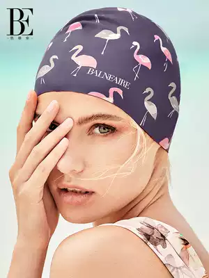 BE van der Ann silicone swimming cap female ins fashion print waterproof ear protection long hair not hair hair short swimming hat