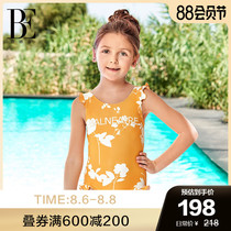 BE Van Dean childrens triangle one-piece swimsuit playful cute bow decoration sunscreen anti-chlorine hot spring swimsuit