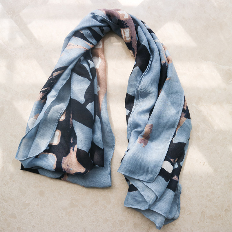 Foreign Trade Original Single New Scarves Women Geometric Graphic Minimale Wind 100 Hitch Air Conditioning Shawl Shade Silk Scarves thick