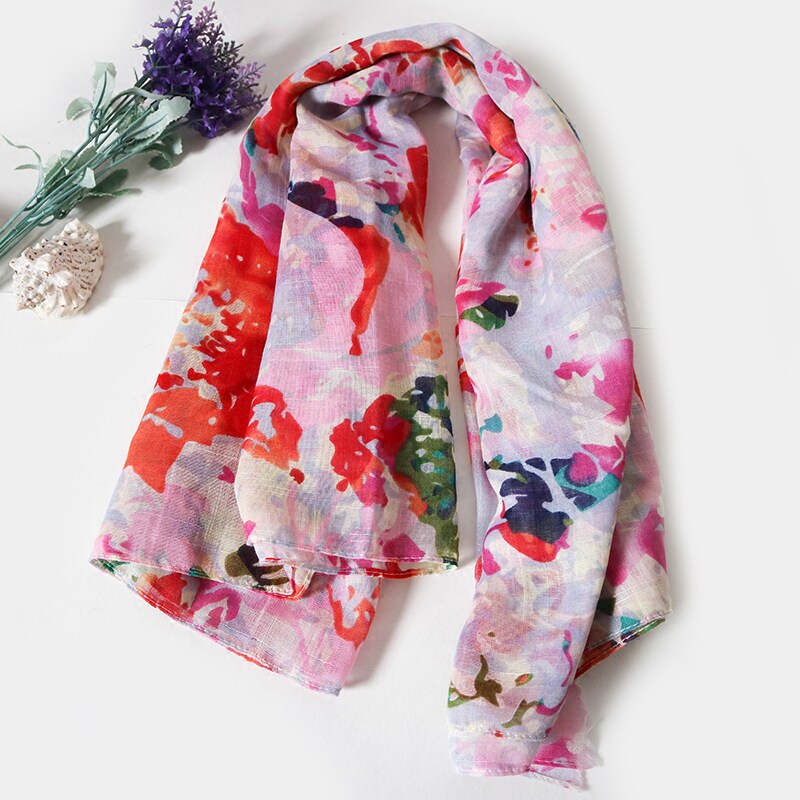 Original List Foreign Trade Export Goods Red White Oil Painting Color Design Scarf Women Shawl Shoulder Scarves 100 lap simple concave styling