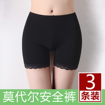 Safety pants womens anti-light non-curled leggings summer thin modal lace size no trace insurance shorts