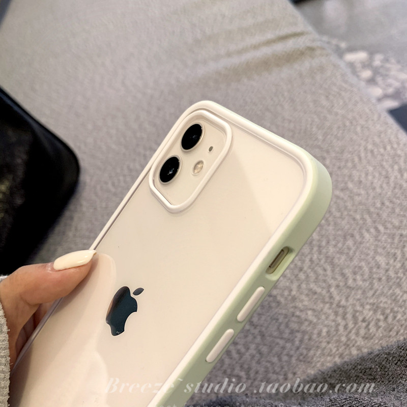 Minimalist transparent pure color Applicable iphone13 12pro max Apple 11 phone protection shell x anti-fall 8plus female xr