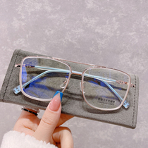 Frosted double beam large frame glasses female myopia anti-blue face frame glasses frame red transparent glasses frame male tide