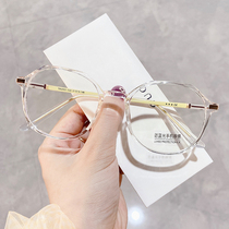 Small red book thin polygon transparent myopia glasses female Korean version can be equipped with anti-blue light plain eye frame