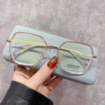 Temperament polygon myopia frame female Korean version of the tide can be equipped with a large face thin face plain face eyes Tide