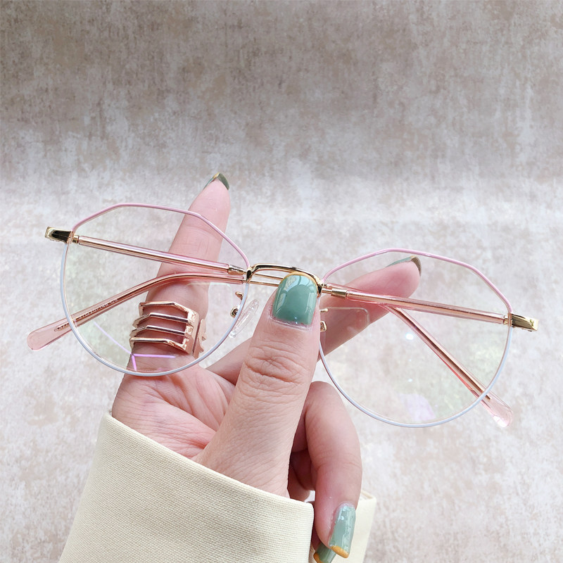 Polygonal irregular metal glasses with female finished myopia frame web celebrity big frame frame male retro