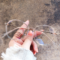 Retro irregular myopia glasses female big face Net red thin can be equipped with degree plain artifact eye frame