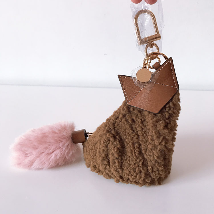 Autumn and winter new fox shape ladies leather key bag pendant coin purse cute animal bag plush small purse