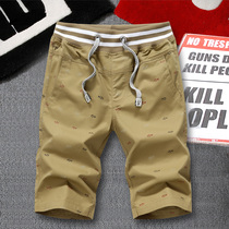Summer shorts mens five-point pants Korean version of casual trend loose sports pants pure cotton mens seven-point beach pants