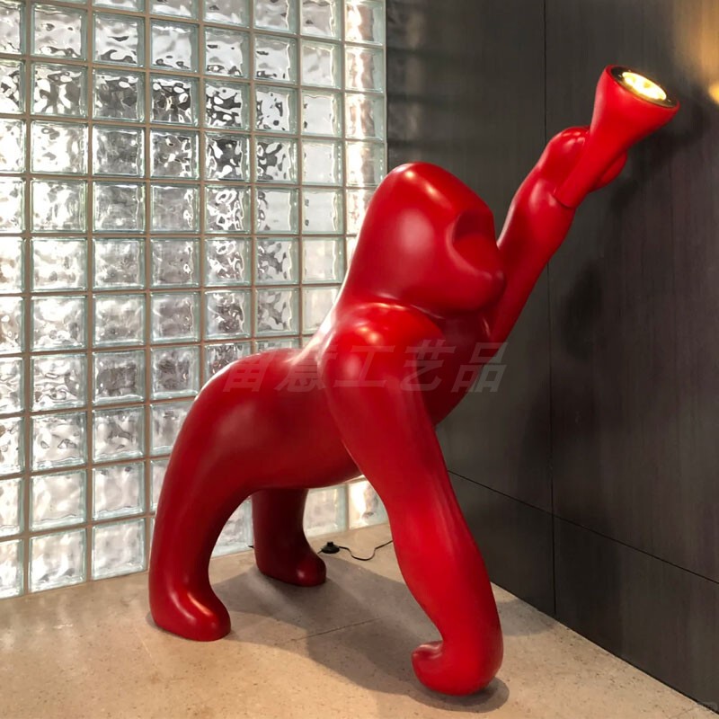 Gorilla Floor Lamp King Kong Living Room Hotel Model Room Cartoon Animal Diamond Sculpture Decorative Ornaments