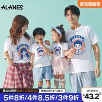 Net red parent-child a family of three four T-shirt 2021 New Tide mother and daughter high-end cotton summer short sleeve