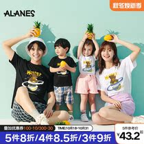 Fried Street parent-child mother and daughter Xia a family of four three mother and son high-end foreign-style cotton Korean family short sleeves