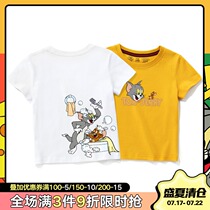 Cat and mouse cartoon childrens short-sleeved T-shirt Girls and boys summer 2021 summer Korean version of the tide of the ocean half sleeve