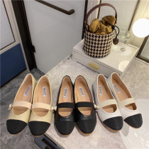 Small West 2020 Early Spring Net Red Coals Flat Bottom Shoe Round Pearl Parquet Color Single Shoes Shallow Mouth Mary Precious Women Shoes