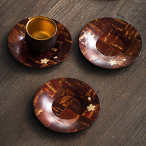 Japan Import Birch Fine Work Cherry Tree Leather Handmade Cherry Blossom Cup Mat Meal Mat Day Style Retro Round Tea Tocup Holder
