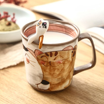 Japan Pozzo See Burn Cute Cat Mark Cup Handpainted Coffee Cup Trick Cat Ceramic Cup Water Cup Birthday Gift Woman