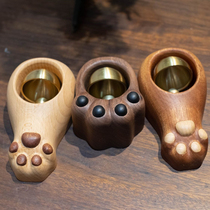 Property Cat Door Bell Wood Wind Bells Hanging Decorations Hung Door Doorbell Cat Paws Adorn With Bell And Sound Ringtone Creative Gift 7 Sunset