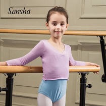Sansha French Sansha childrens V-neck autumn and winter three-point sleeve warm sweater Ballet knitted top