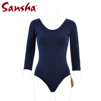 France Sansha Sansha ballet practice suit 280G cotton Lycra long sleeve big back one-piece suit C159SC