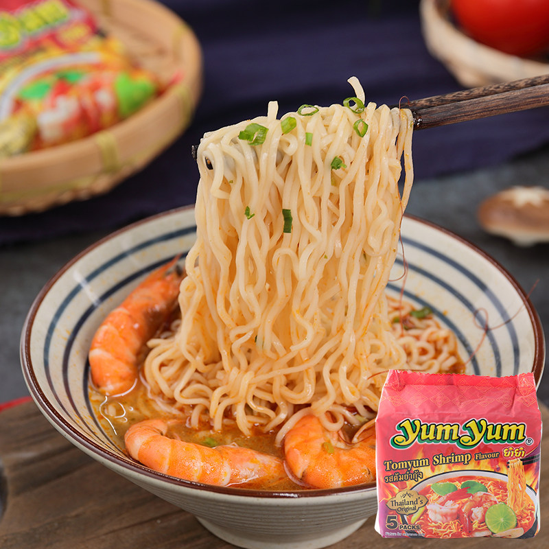 * Yumyum Raised Thai Dong Yum Kung Sour and Spicy Shrimp Flavour Instant Noodles 5 Packs 350G2018