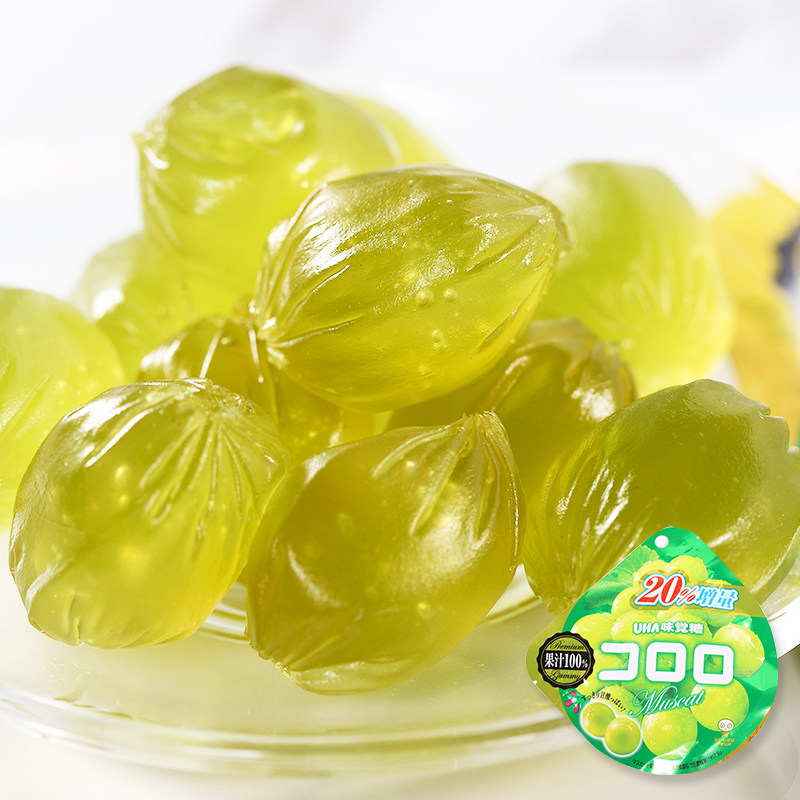 Japan imported snack UHA Yoha taste candy pop pulp green grape juice gummies 48g imported candy 8294