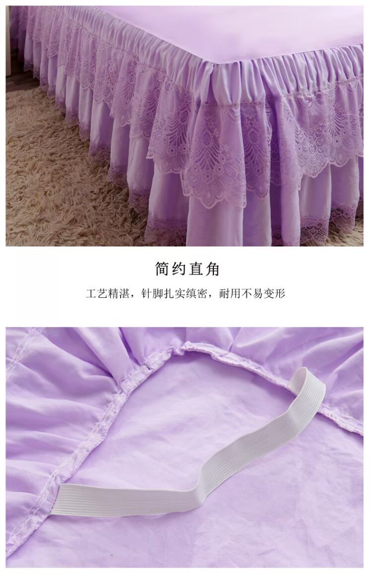 Bộ đồ giường mùa hè Hàn Quốc váy đơn mảnh ren 1,5 m 1,8x2.0m bộ giường công chúa chống gió - Váy Petti drap giường có viền