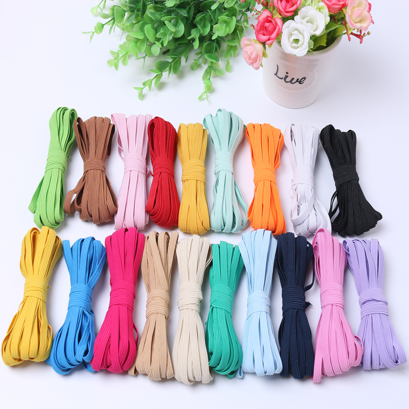 Color elastic band flat rubber band Children's clothing 8 yarn elastic band Notebook strap 6mm color fine rubber band