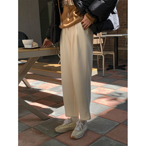 THXGIVING gush draw rope casual pants winter new tightness high waist loose with slim straight cylinder long pants 15830