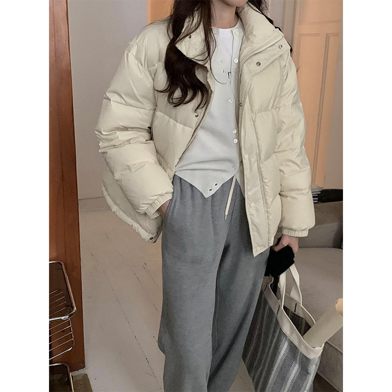 thxgiving white duck down stand-up collar down jacket winter new Korean style thickened warm bread jacket 16305