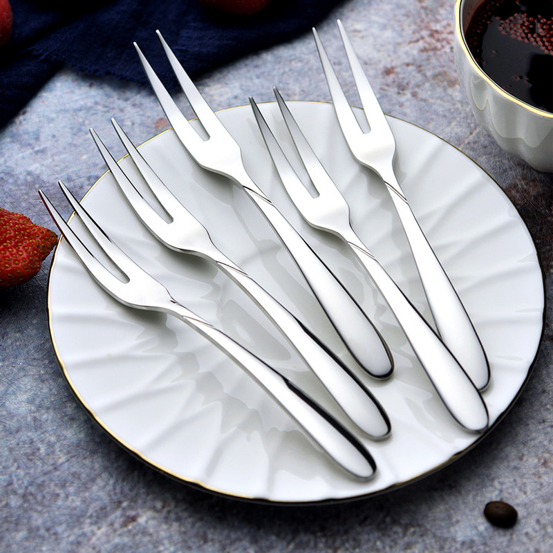 Creative Fruit Fork Suit 304 Stainless Steel Cake Fork Fruit Sign Mooncake Dessert Fruit Stick 2 Fruit Sign