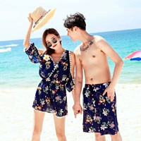 Cặp đôi đồ bơi gió ngọt tay dài bên bờ biển XL nữ đồ bơi bikini tam giác chia đôi bơi đôi đồ đôi di biển	