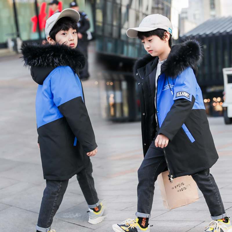 2019 new children's down jacket boys in the long version of the big children's winter boy jacket thickened special clearance tide