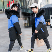  2019 new childrens down jacket boys middle and long middle and large childrens winter boys jacket thickened special clearance tide