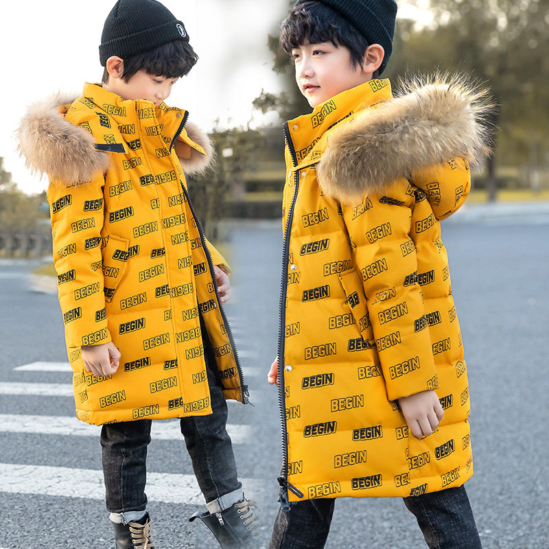 2022 new children's clothes boys' duvet clothes in the middle of the long Chinese-Korean version of the Han version of the winter thickened jacket boy-Taobao