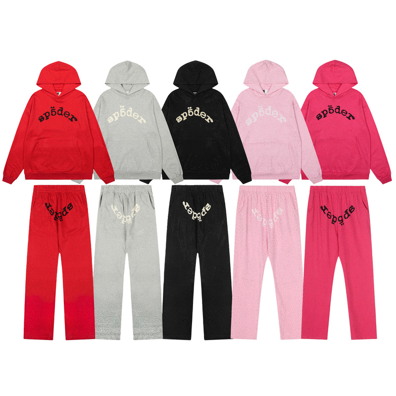 Sp5Der Sweatshirt with Rhinestone American Letter Print Hooded Full Rhinestone Set Unisex Long-Sleeve Pants Sports Two-Piece Set Sp5Der Sweatshirt with Rhinestone American Letter Print Hooded Full Rhinestone Set Unisex Long-Sleeve Pants Sports Two-Piece Set