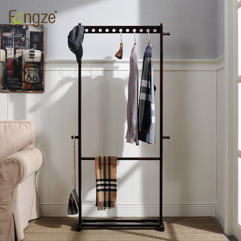 Fengze Simple Modern Clothes Rack Floor Solid Wood Simple Bedroom Living Room Coat Rack FZ-927