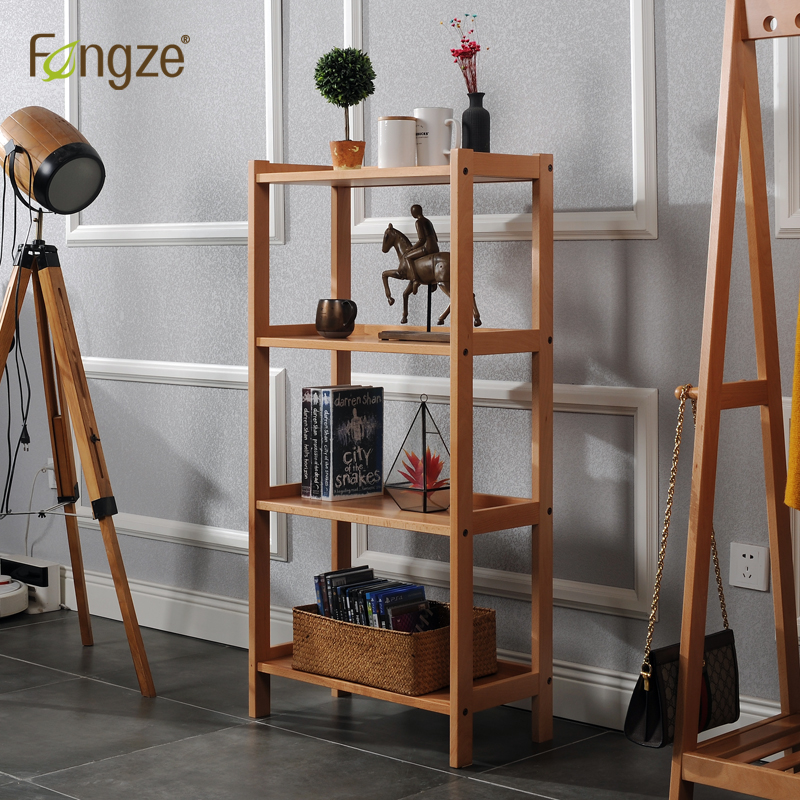 Fengze Home Shelf Solid Wood Bookshelf Brief Kitchen Floor Shelf Floor Simple Flower Shelf Composition CS610