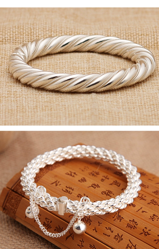 Hướng dẫn kế thừa Nhiều sợi dây tùy chỉnh S999 Sterling Silver Twist Dây xoắn - Vòng đeo tay Cuff