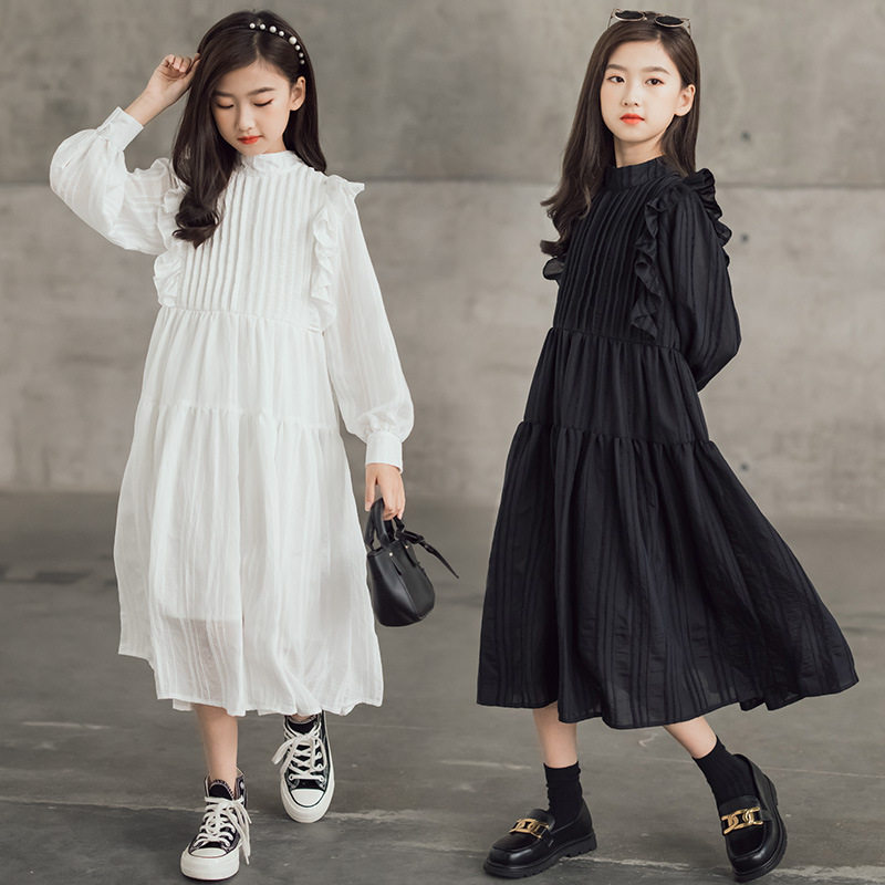 Girl Autumn Dress Foreign Dress For Children Dress 2021 Children White Cake Long Dress CUHK Child Long Sleeve Princess Dress