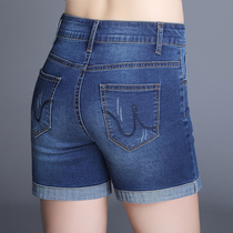 High waisted shorts Women summer loose thin straight denim shorts Women summer thin ladies size fat mm hot pants