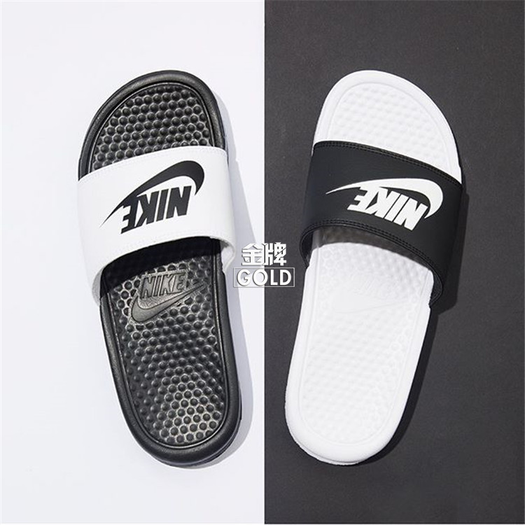 Nike Nike Benass Đen và Trắng Slippers Dép Yin Yang Ninja Tie Logo Logo lớn Dép - Dép thể thao dép đẹp nam