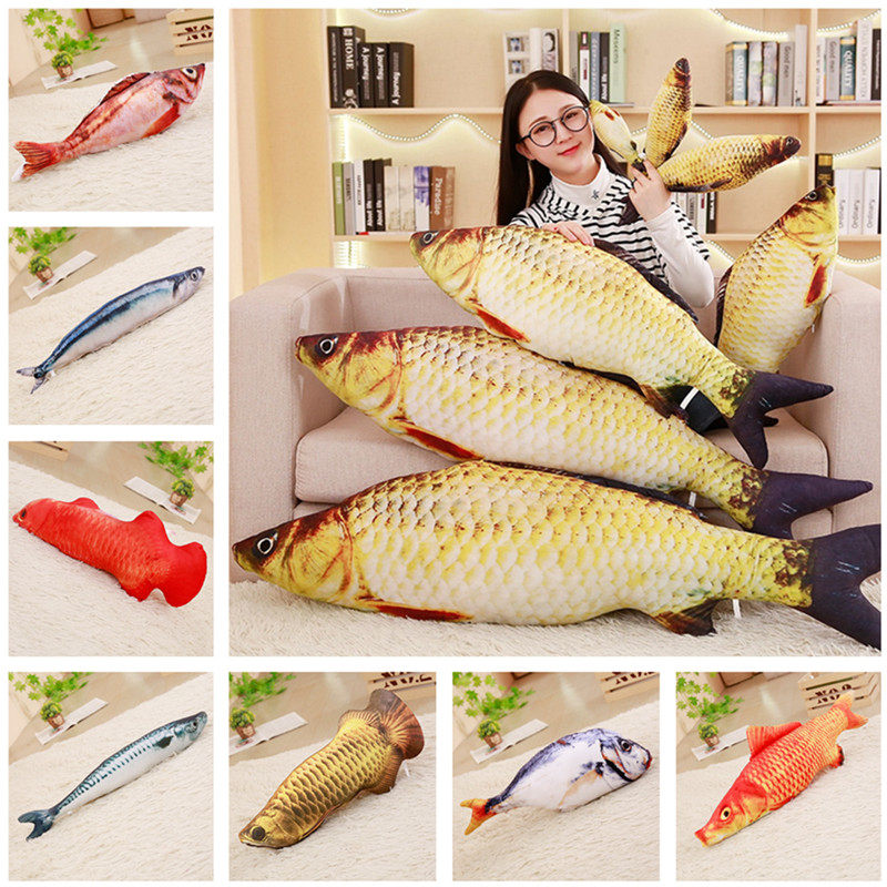 鯉やフナのぬいぐるみ、リアルな猫をモチーフにした枕やクッション、男の子向けのおもしろい子供向けギフト。