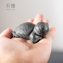  Shi Yin personality creative black gold stone head turtle cute turtle big head turtle handmade cute tea pet decoration Tea play lucky