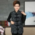 Áo bà mẹ trung niên và bà già thu đông quần áo vest cotton Bộ đồ tang cộng với phân bón XL vest dài mẫu váy liền cho tuổi 40 Phụ nữ cao cấp