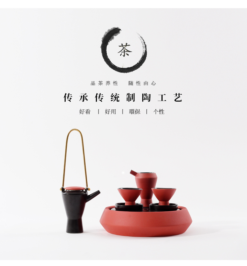 New Chinese style tea house home furnishing articles contracted hotel villa soft outfit ceramic tea set tea table suit household decoration