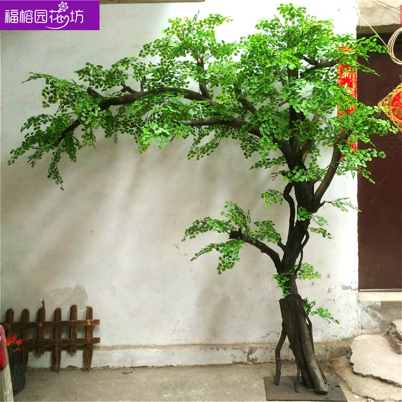 Money Tree New Model Floor-Standing Floral Arrangement Large Plant Window Decoration Hotel Internet-Famous Background Solid Wood Trunk Money Tree