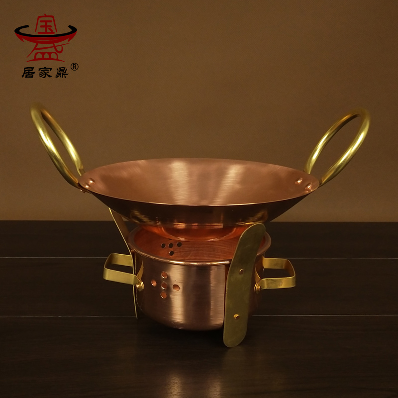 Pure copper alcohol pot solid alcohol stove small hot pot dry boiler restaurant household copper hot pot